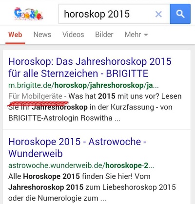 Google zeigt an ob eine Webseite für Mobilgeräte optimiert ist