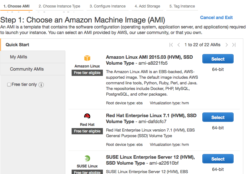 EC2 Amazon Machine Image für Wordpress auswählen